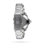 A TAG Heuer Aquaracer Professional 300 Date wristwatch shown from the back, featuring its stainless steel bracelet and clasp, with engraving visible on the dive watchs case back.