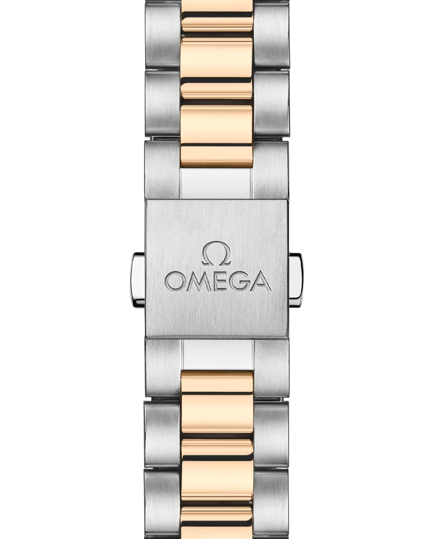 OMEGA Seamaster Aqua Terra 150M 30mm Moonshine™ gold on steel integrated two-tone bracelet.